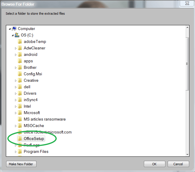 Office Deployment Tool interface with new folder created.png